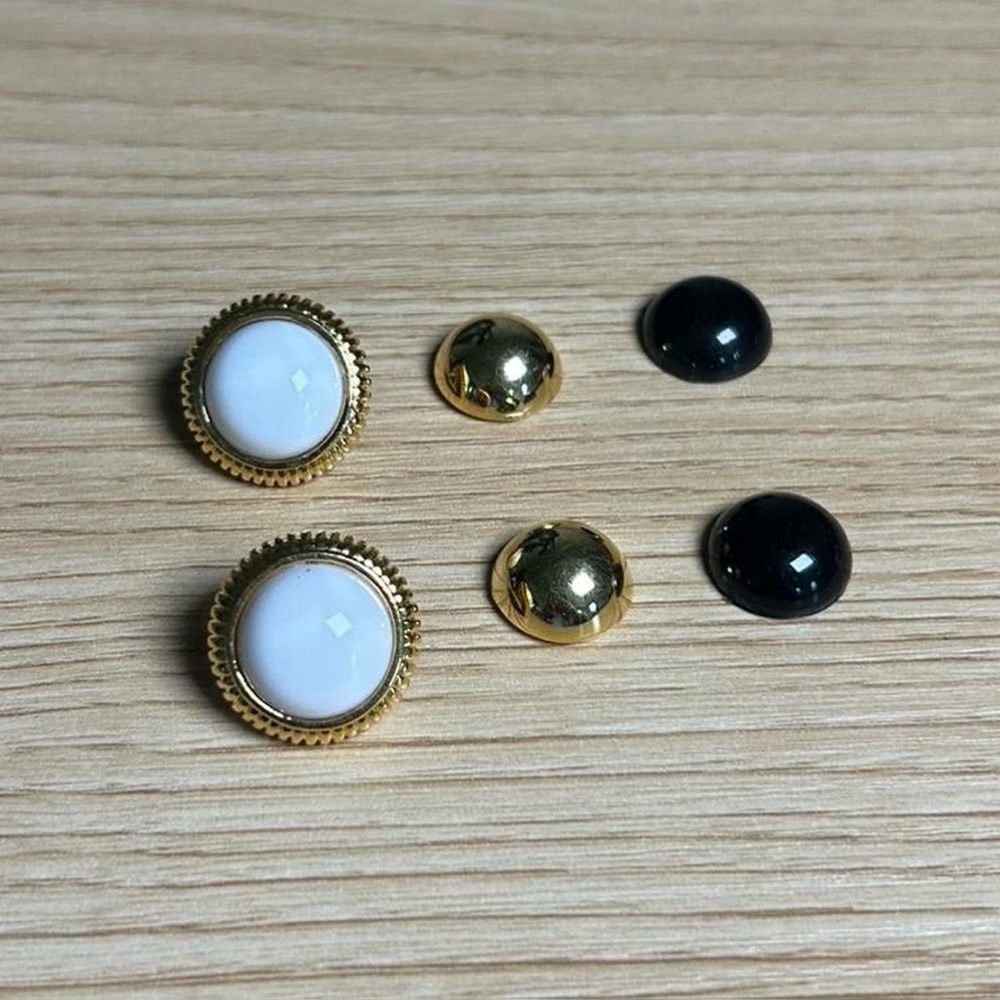 Vintage Avon convertible earring set black white gold magnetic interchangeable